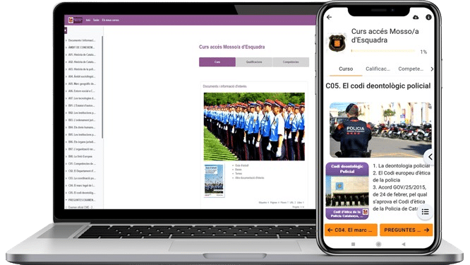 Campus online y apilcación móvil. Academia Oposiciones Mossos d'Esquadra Barcelona