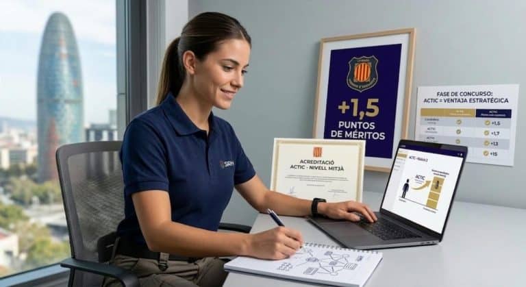 Opositora preparando la acreditación ACTIC para la promoción interna de Mossos d'Esquadra