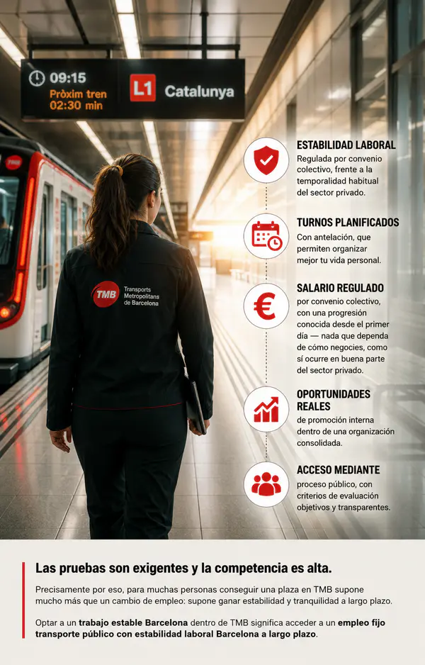 Profesional del transporte público en una estación de metro de Barcelona